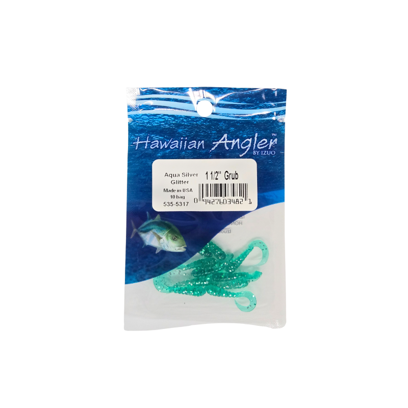 HAWAIIAN ANGLER GRUB - AQUA SILVER GLITTER