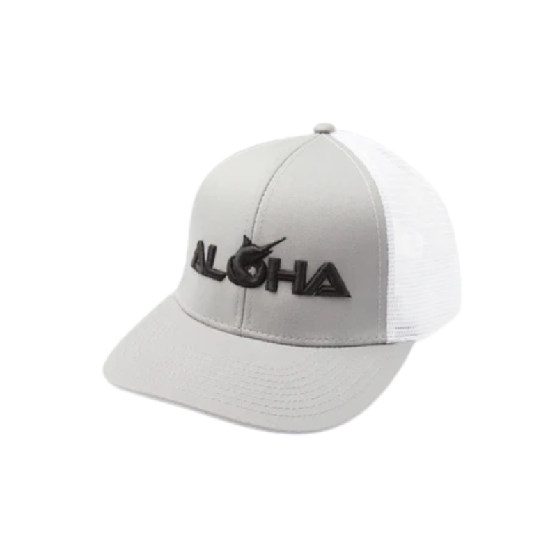 PELAGIC FLYBRIDGE HAWAII ALOHA TRUCKER HAT - GREY / WHITE