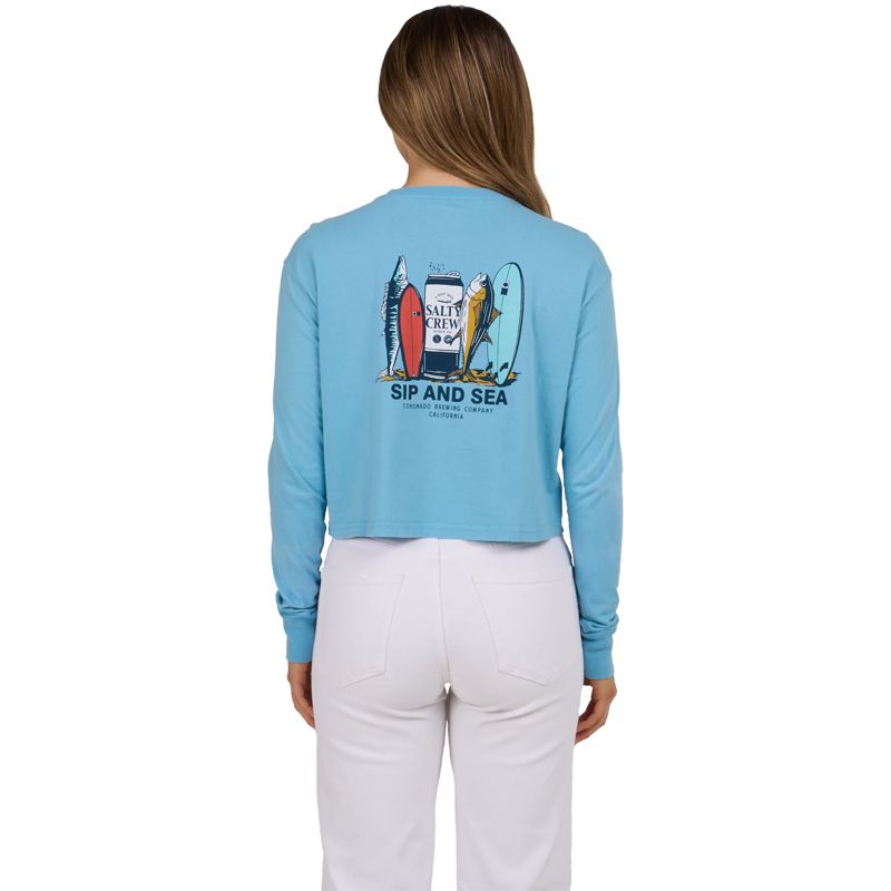 SALTY CREW WOMEN'S SIP & SEA LONG SLEEVE CROP TEE