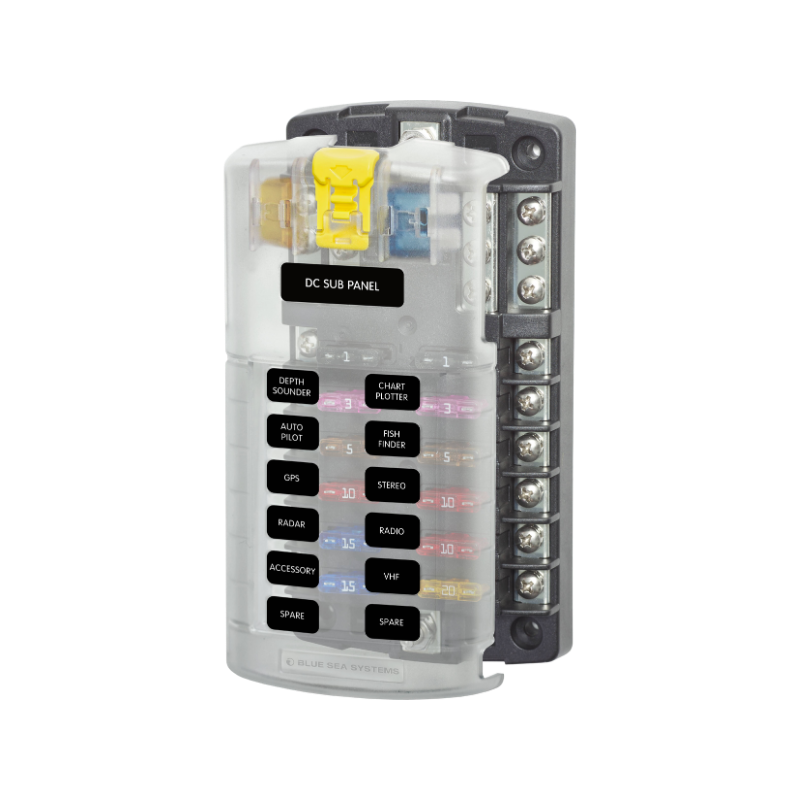 BSS ST BLADE FUSE BLOCK - 12 CIRCUITS WITH NEGATIVE BUS AND COVER