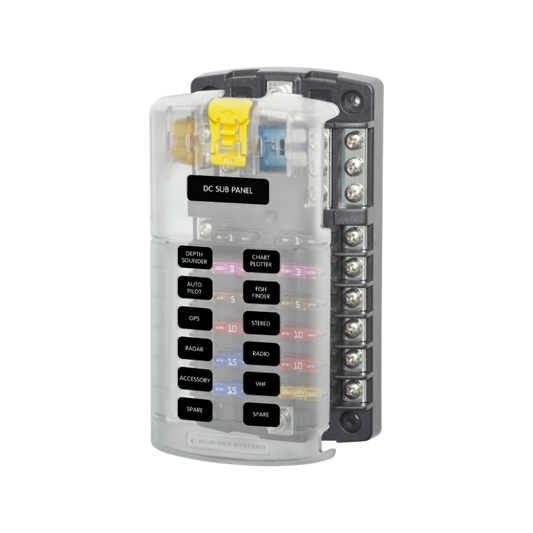 BSS ST BLADE FUSE BLOCK - 12 CIRCUITS WITH NEGATIVE BUS AND COVER