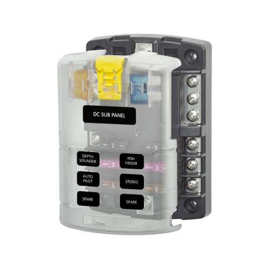BSS ST BLADE FUSE BLOCK - 6 CIRCUITS WITH NEGATIVE BUS AND COVER