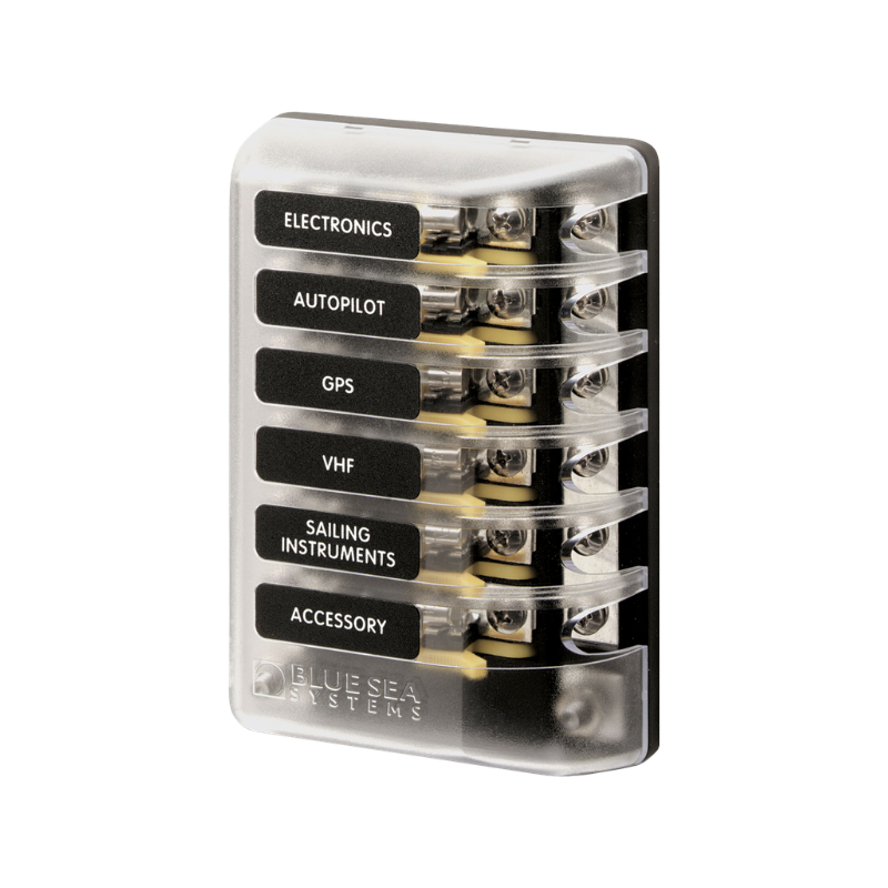 BSS ST GLASS 6 CIRCUIT FUSE BLOCK WITH NEGATIVE BUS AND COVER