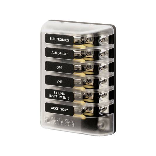 BSS ST GLASS 6 CIRCUIT FUSE BLOCK WITH NEGATIVE BUS AND COVER