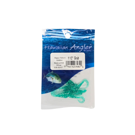 HAWAIIAN ANGLER GRUB - AQUA SILVER GLITTER