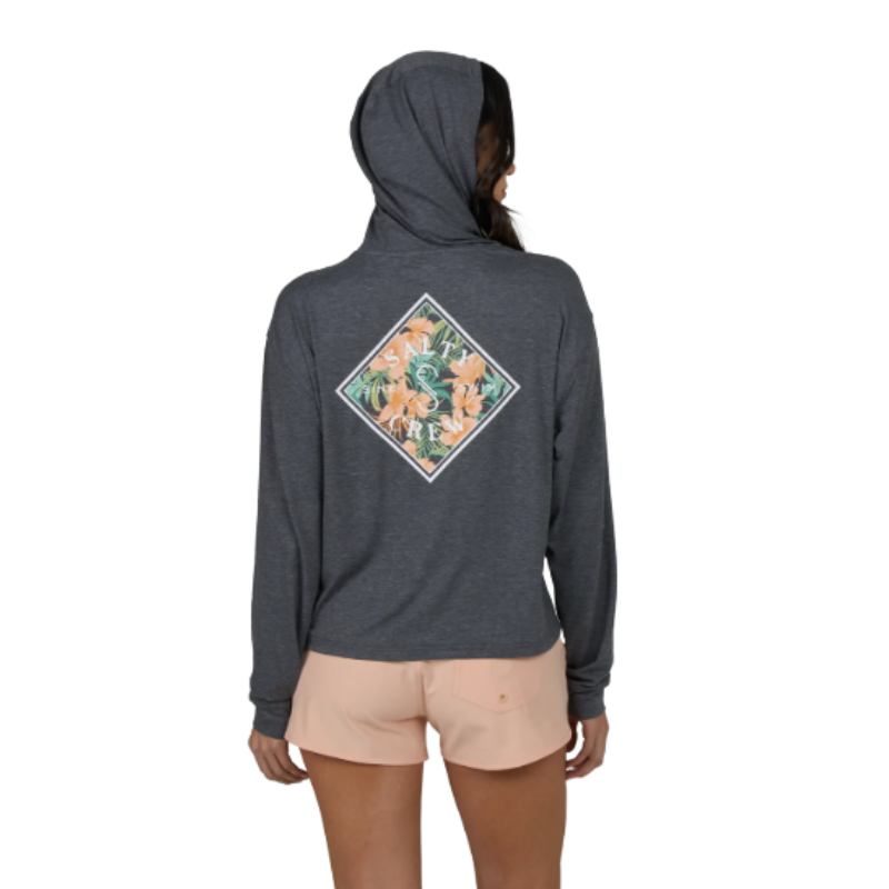 SALTY CREW WOMEN'S TIPPET FILL TECH HOODY - CHARCOAL