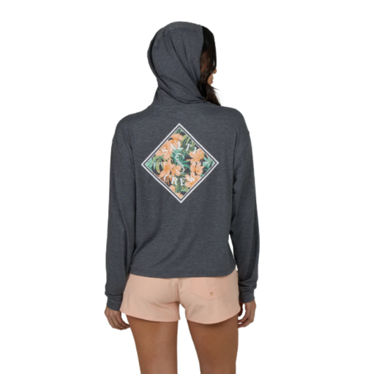 SALTY CREW WOMEN'S TIPPET FILL TECH HOODY - CHARCOAL