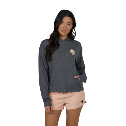 SALTY CREW WOMEN'S TIPPET FILL TECH HOODY - CHARCOAL
