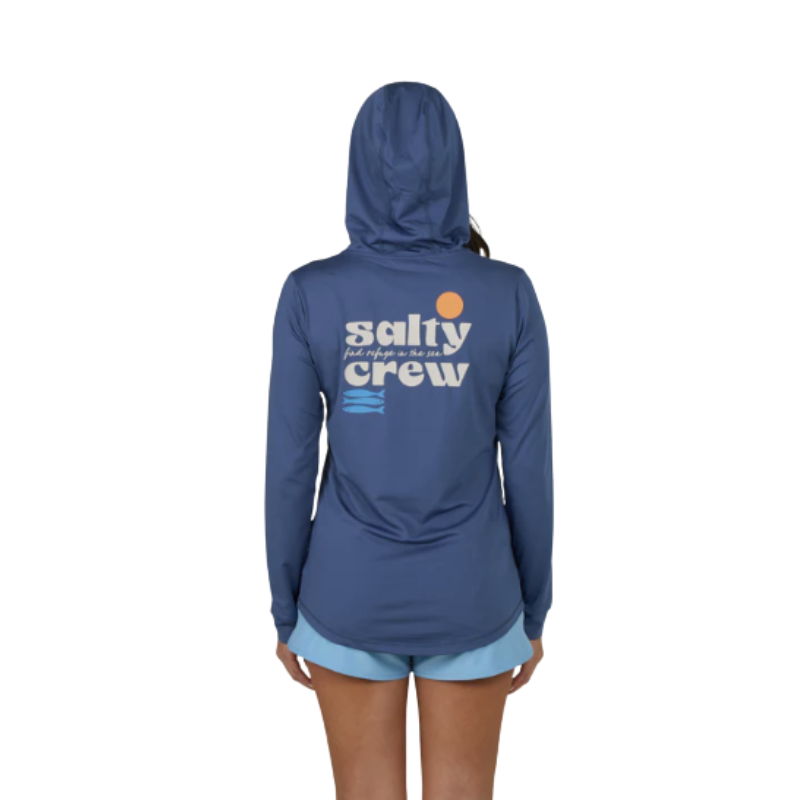 SALTY CREW SMALL BITE HOOD SUNSHIRT - INDIGO