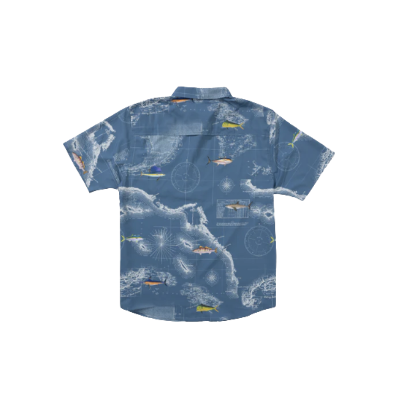 SALTY CREW FLAGSHIP UV BUTTON UP - CHANNEL BLUE