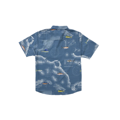 SALTY CREW FLAGSHIP UV BUTTON UP - CHANNEL BLUE