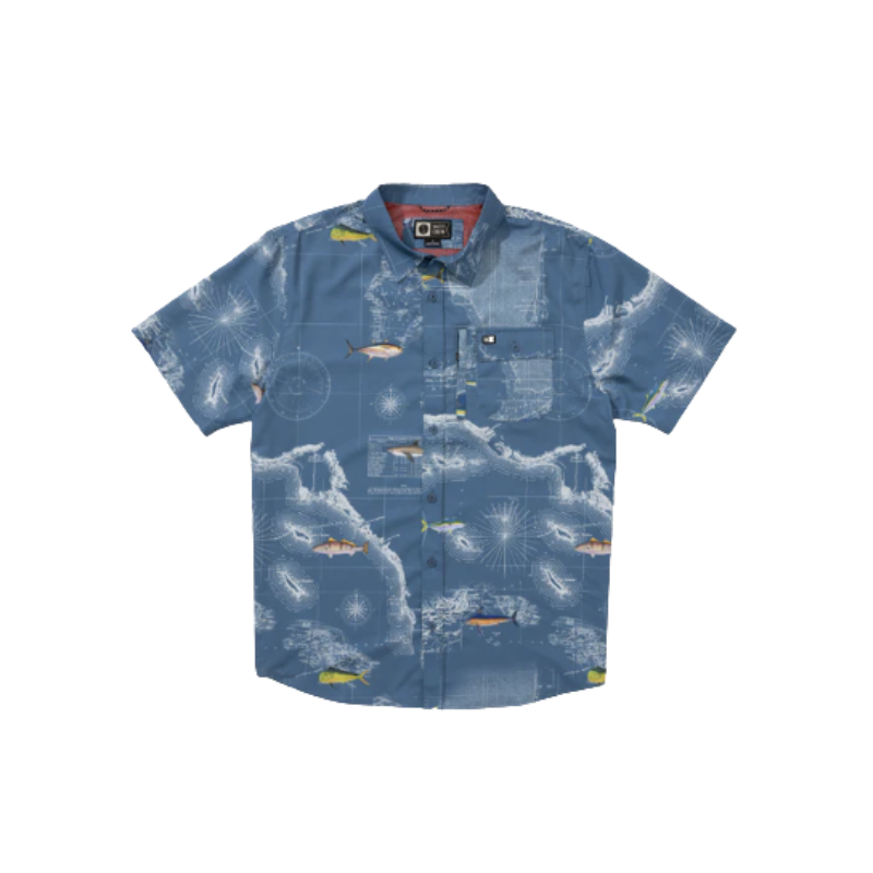 SALTY CREW FLAGSHIP UV BUTTON UP - CHANNEL BLUE