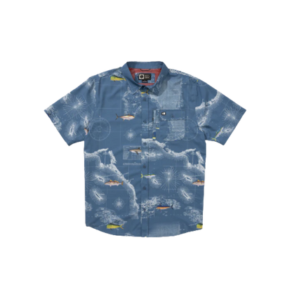 SALTY CREW FLAGSHIP UV BUTTON UP - CHANNEL BLUE