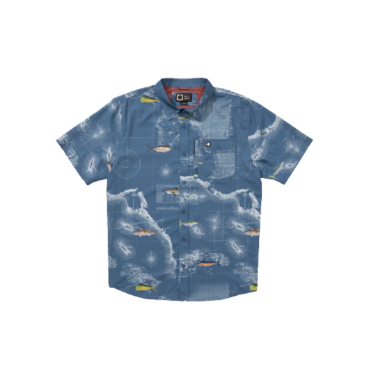 SALTY CREW FLAGSHIP UV BUTTON UP - CHANNEL BLUE