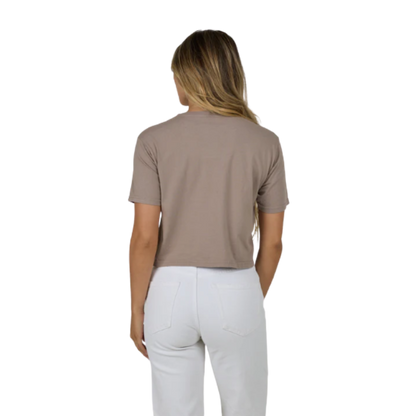 SALTY CREW WOMEN'S EVEN KEEL CROP TEE - TAUPE